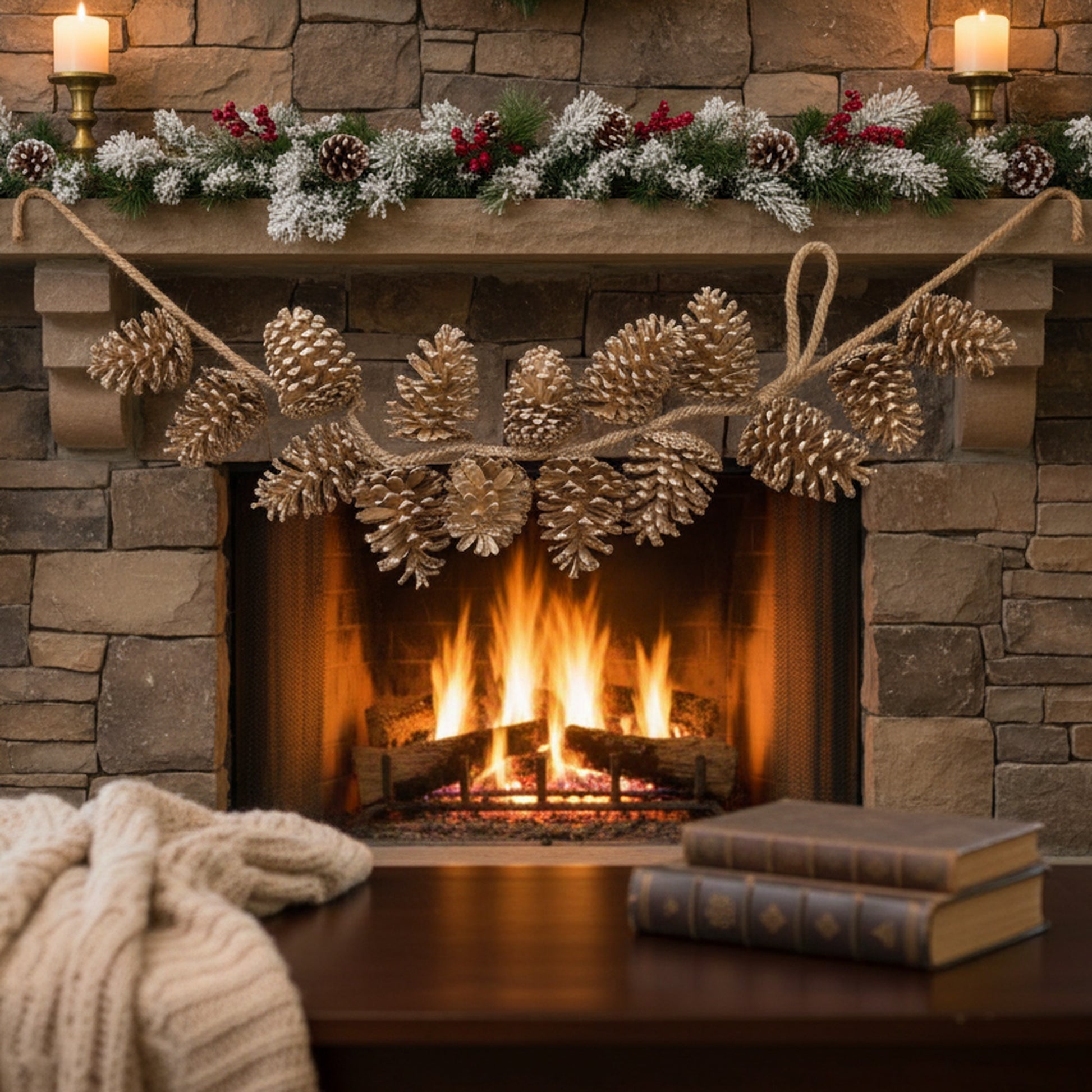 2' Hanging Pinecone Gold, Christmas, Holiday Decor