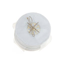 4Pc White Marble Round Coaster W/ Snowflake Brass Inlay (4X4")