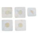 4Pc White Marble Square Coaster W/ Snowflake Brass Inlay (4X4")
