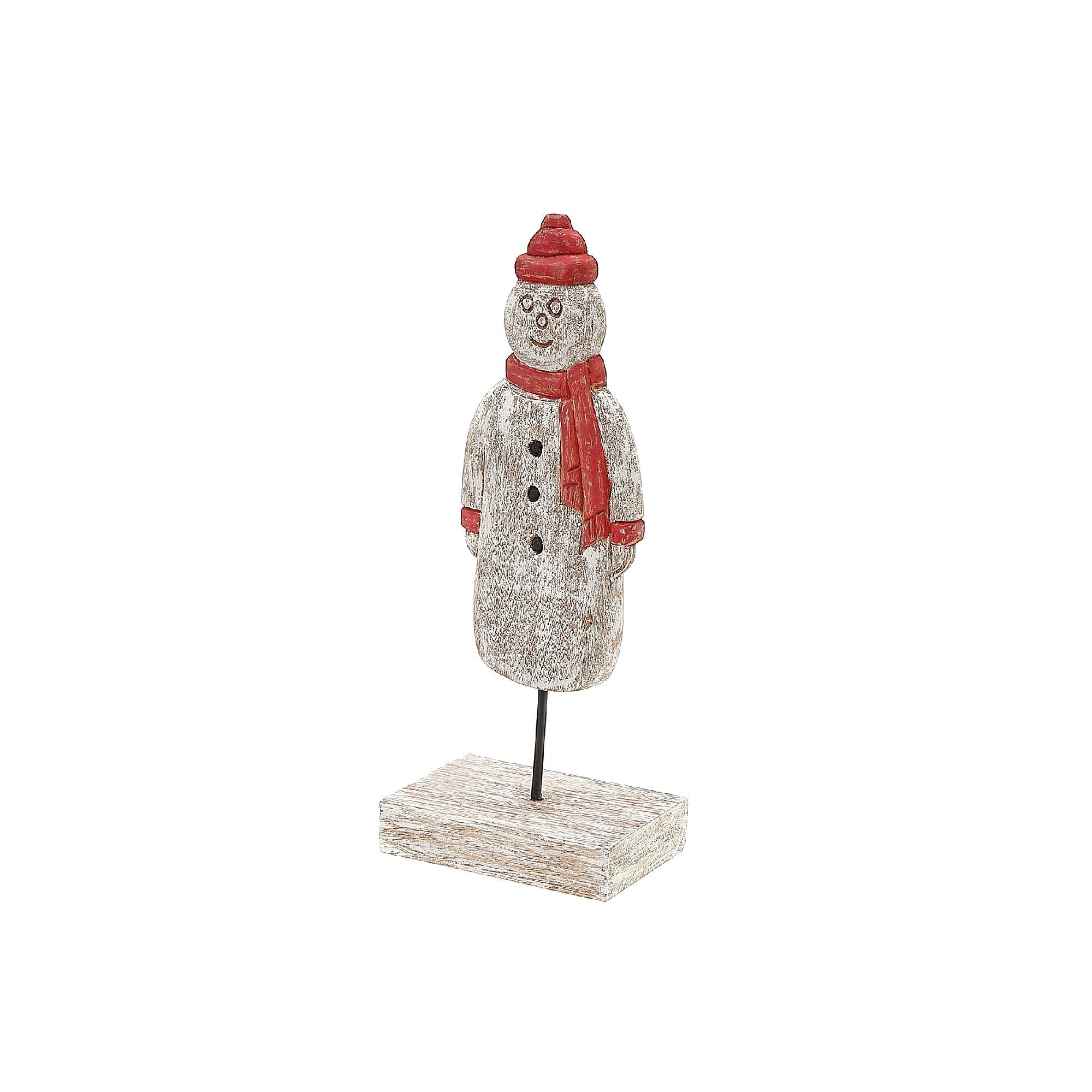 Christmas Wooden Snowman Figurine With Scarf And Toque, Holiday Decor, Festive Accent