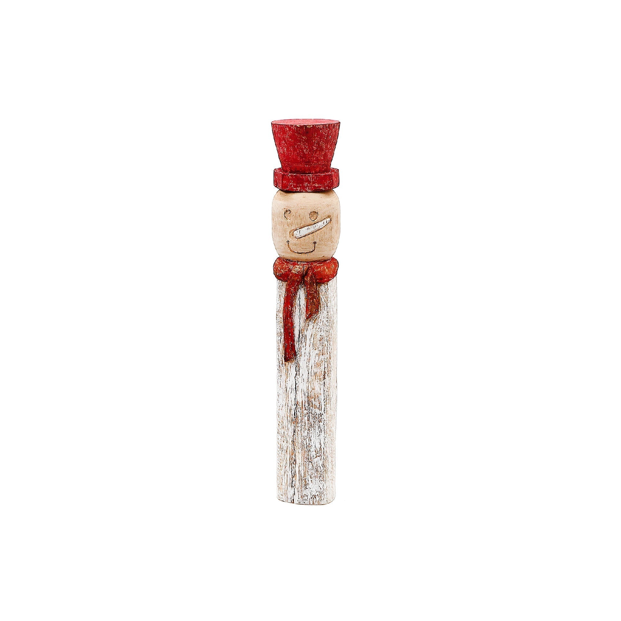 Christmas Nilgiri Wood Snowman With Top Hat Totem Pole, Holiday Decoration, Festive Accent