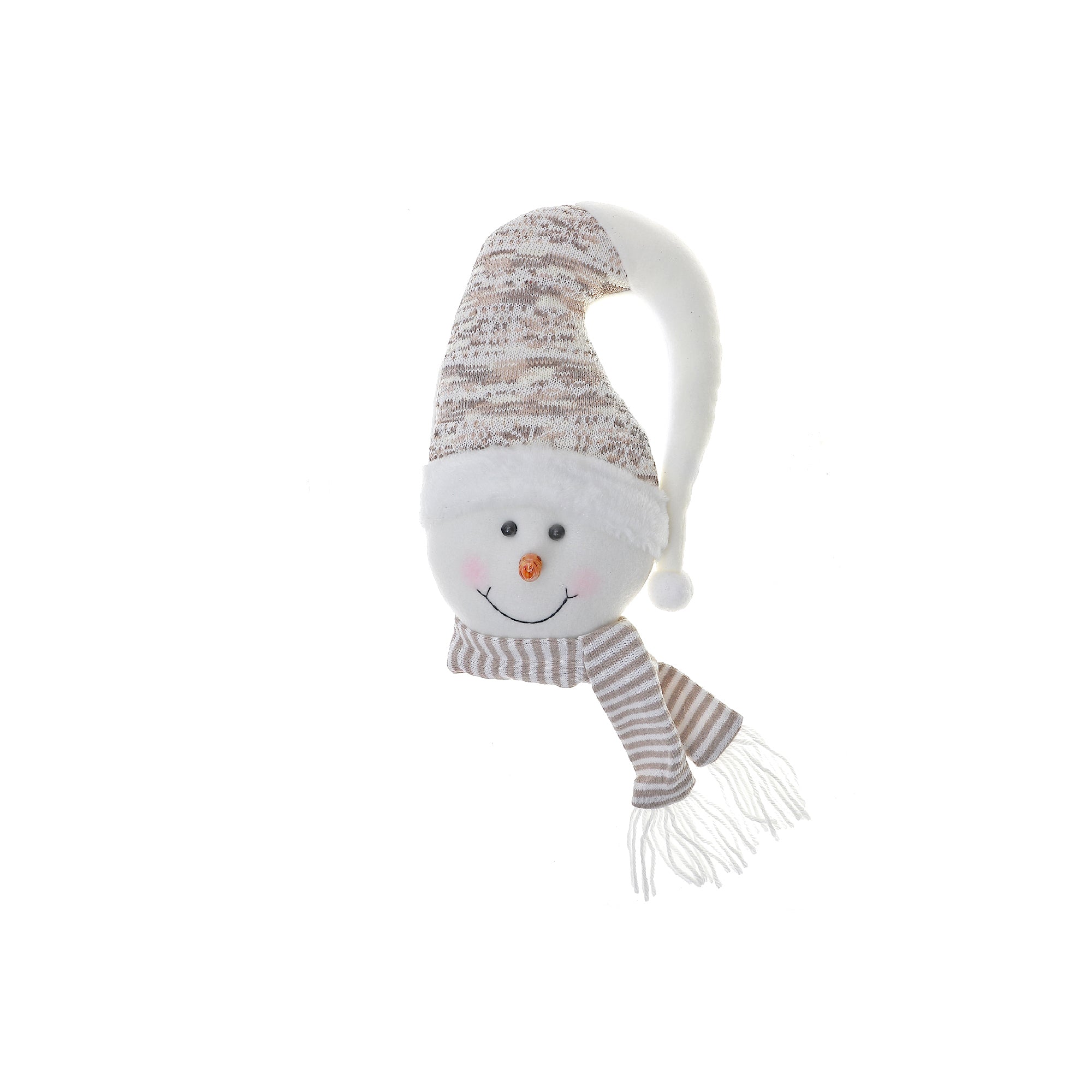 Snowman Plush Head Decoration 12", Christmas Snowman Plush Decor - Set Of 2