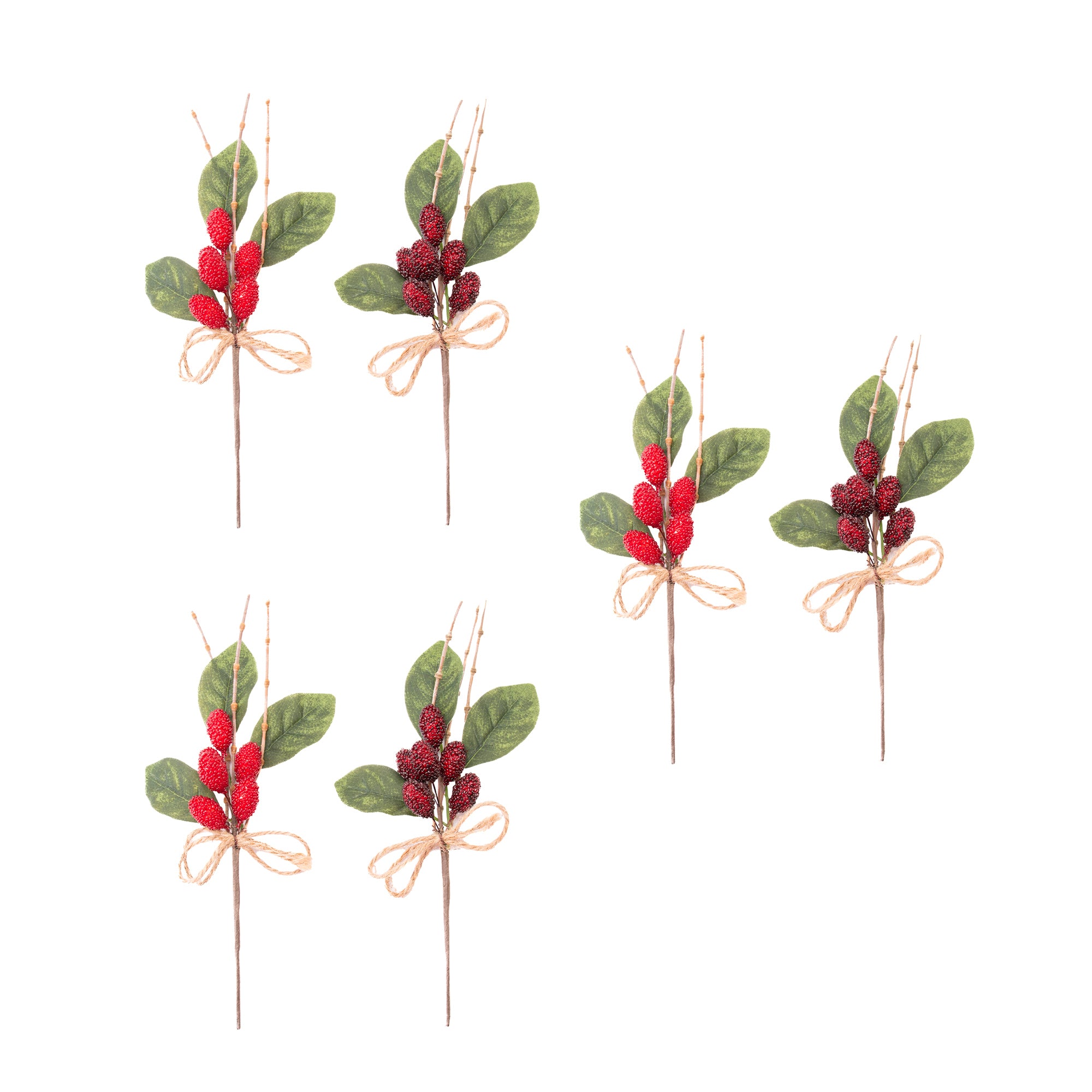 Mistletoe Pick Assorted, Christmas, Floral Pick, Holiday Decor- Set of 6