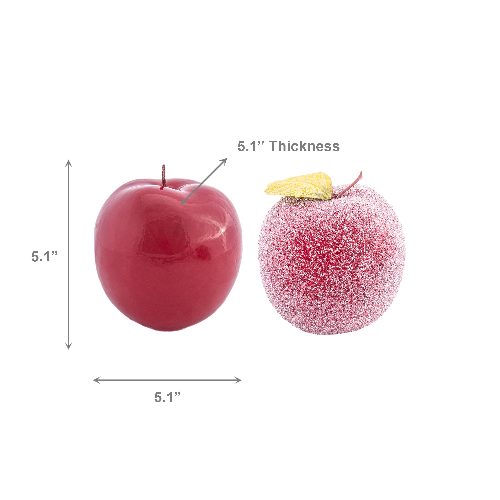 5" Apple Ornament Assorted, Ornament, Holiday Decor- Set of 2