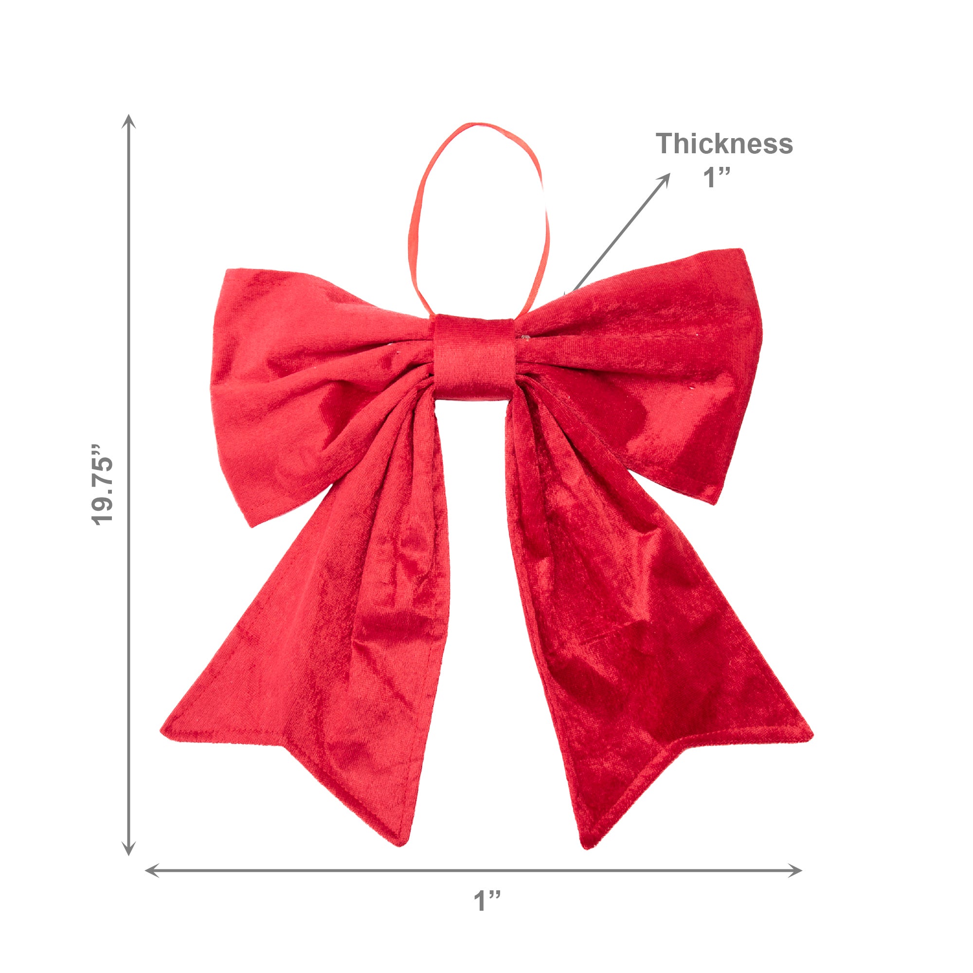 19.75" Red Velvet Bow, Floral Pick, Holiday Decor