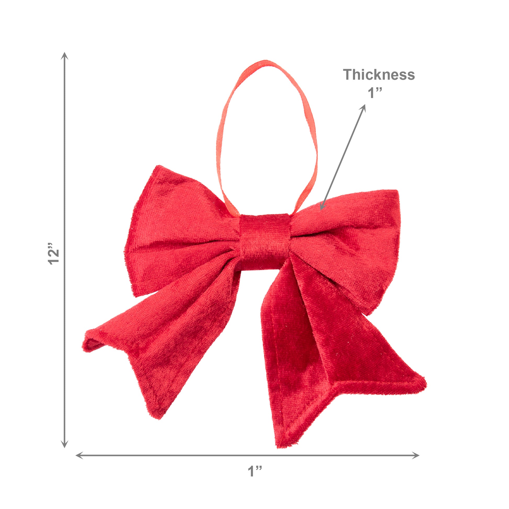 12" Red Velvet Bow, Floral Pick, Holiday Decor- Set of 2