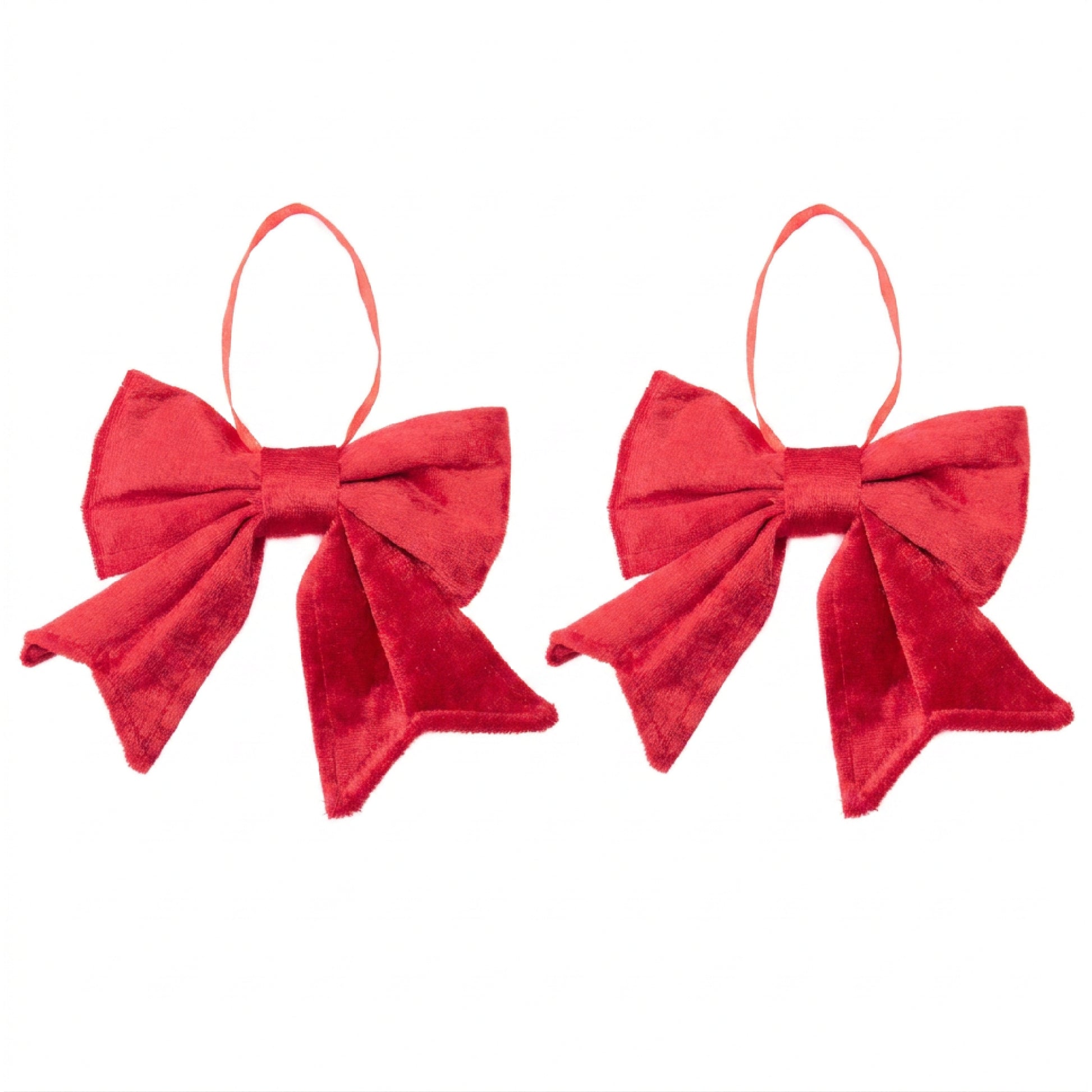 6" Red Velvet Bow, Floral Pick, Holiday Decor- Set of 4