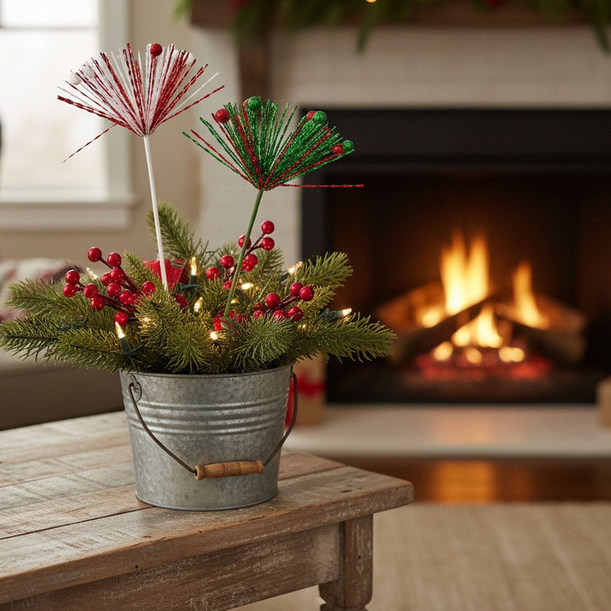Ball and Tinsel Holiday Pick Assorted, Floral Pick, Holiday Decor- Set of 4