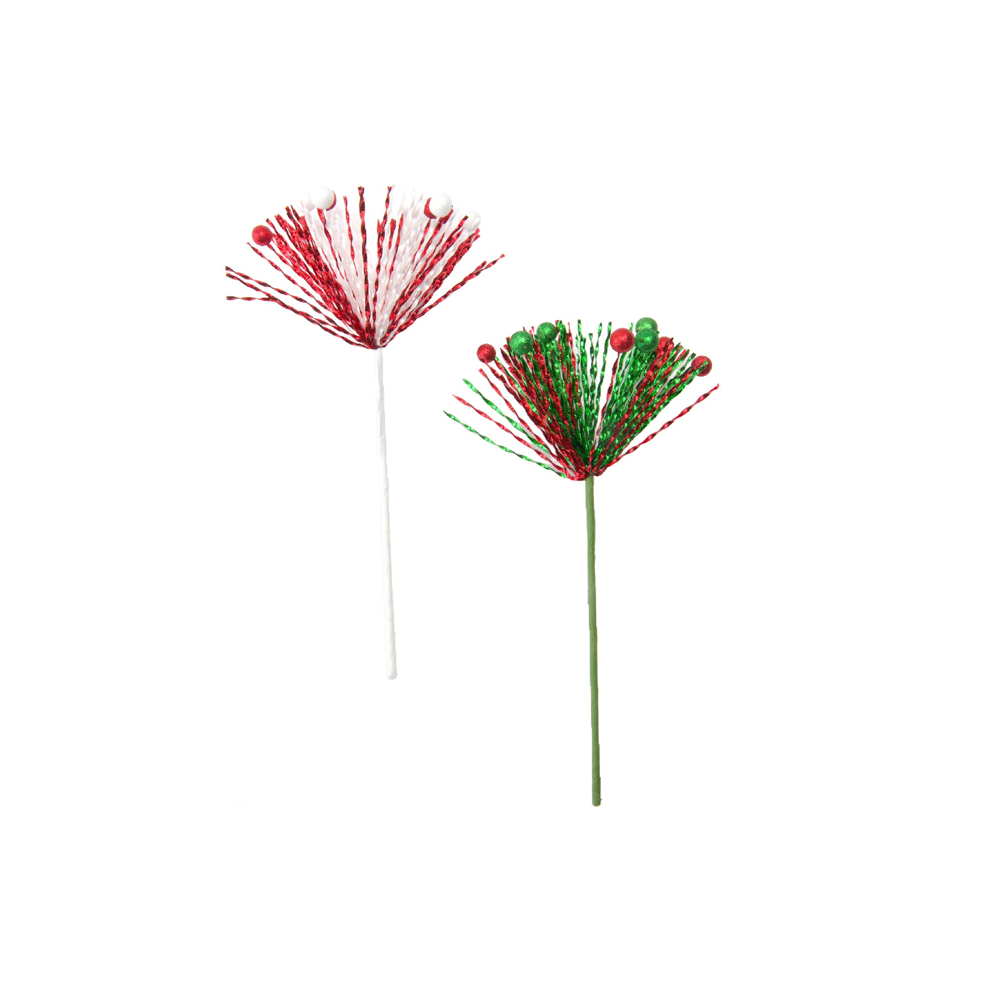 Ball and Tinsel Holiday Pick Assorted, Floral Pick, Holiday Decor- Set of 4