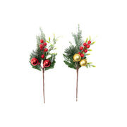 Holiday Pine and Mixed Berries Pick Assorted, Floral Pick, Holiday Decor- Set of 4