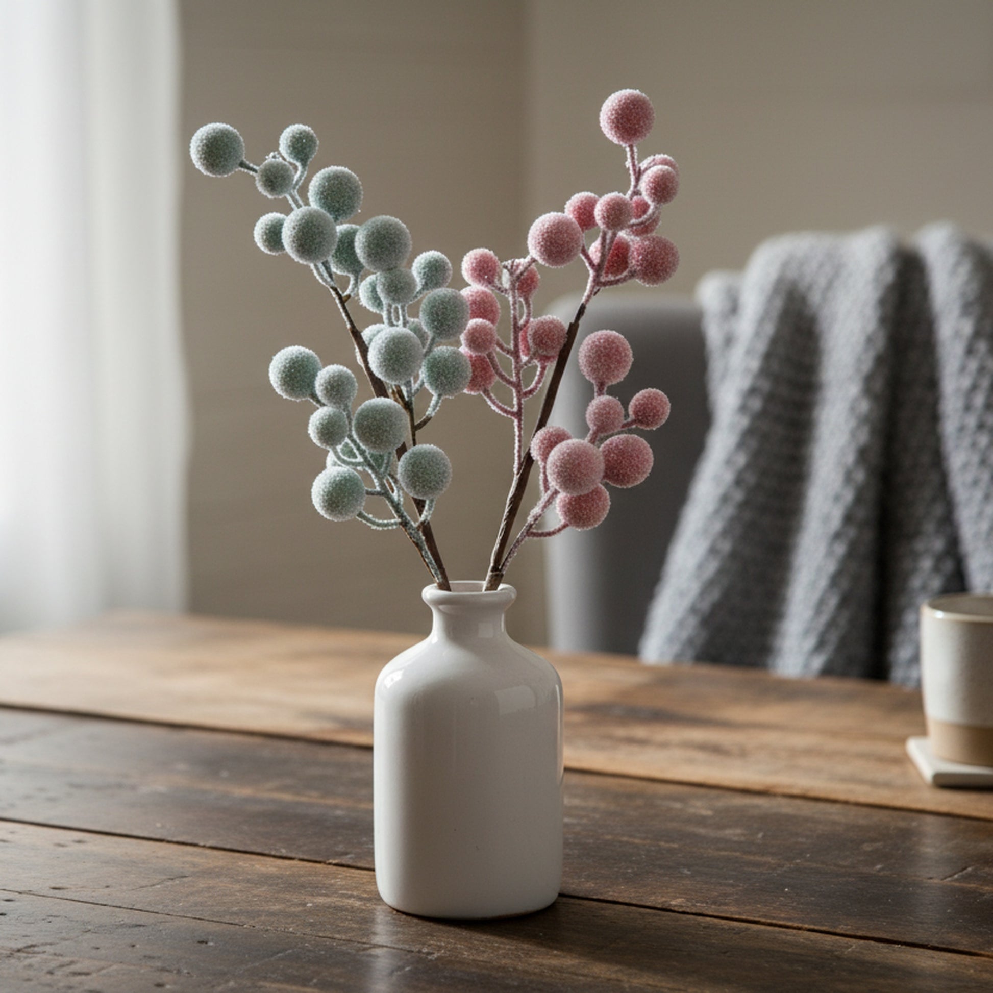 Frosted Berries Pick Assorted, Winter, Floral Pick, Holiday Decor- Set of 4