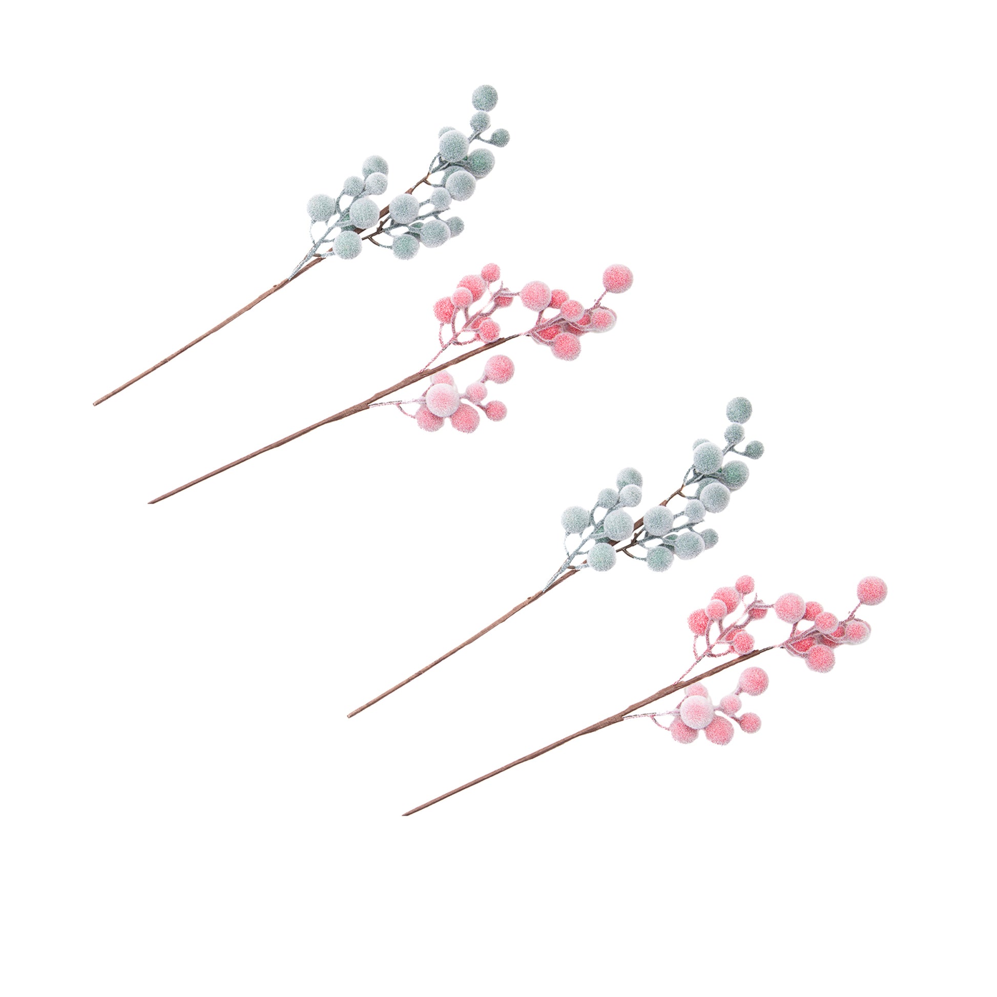 Frosted Berries Pick Assorted, Winter, Floral Pick, Holiday Decor- Set of 4