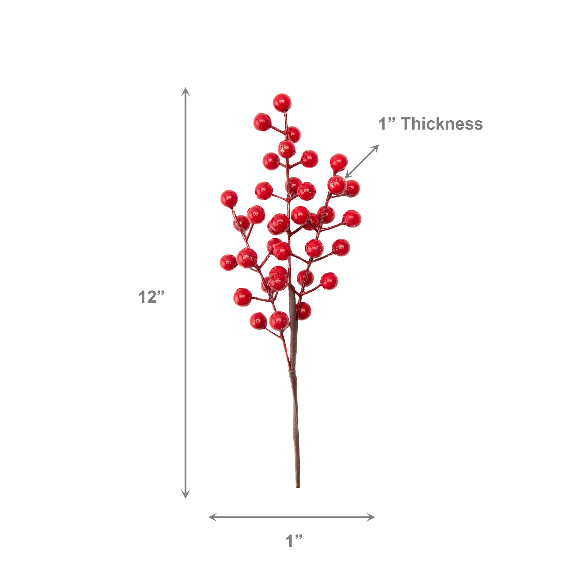 12" Red Berries Pick, Holiday Decor- Set of 6