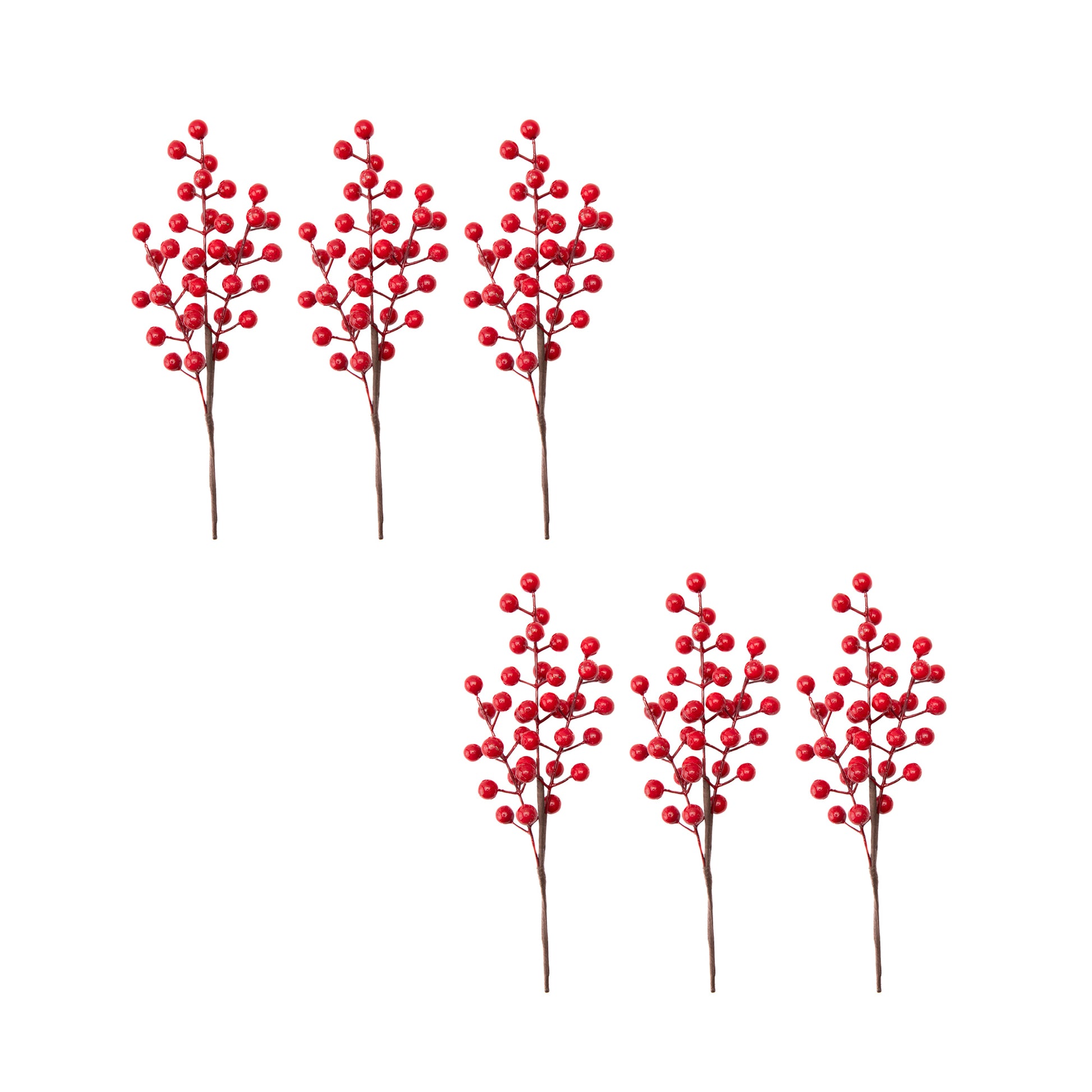 12" Red Berries Pick, Holiday Decor- Set of 6