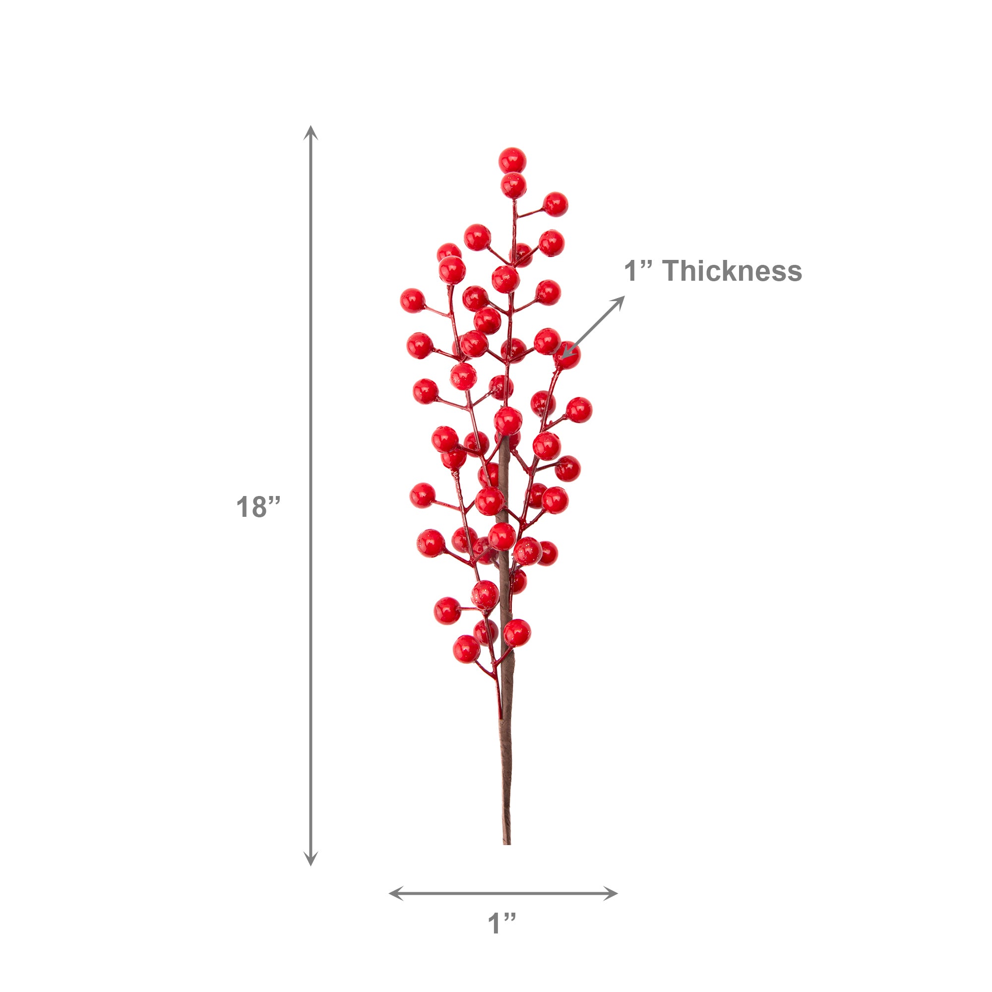 18" Red Berries Spray, Floral Pick, Holiday Decor- Set of 6