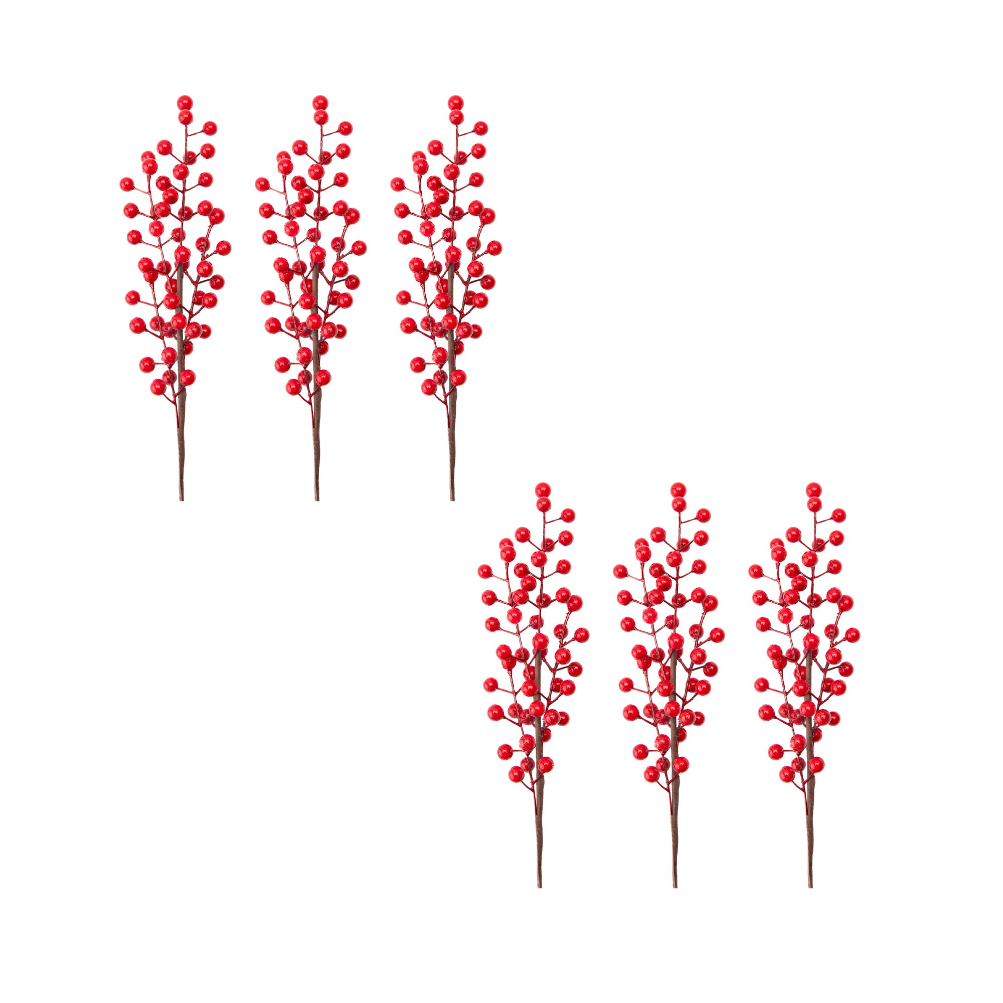 18" Red Berries Spray, Floral Pick, Holiday Decor- Set of 6