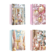 Christmas Gift Bags Pastel Ornaments Assorted Medium, Christmas, Holiday Decor- Set of 12