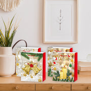 Christmas Gift Bags Set of 12 Gold Merry Christmas Medium – Holiday Gift Bag, Christmas Packaging, Festive Party Bags