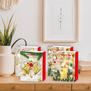 Christmas Gift Bags Set of 12 Gold Merry Christmas Large – Holiday Gift Bag, Christmas Packaging, Festive Party Bags