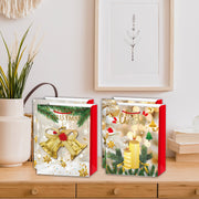 Christmas Gift Bags Set of 12 Gold Merry Christmas 2XL – Holiday Gift Bag, Christmas Packaging, Festive Party Bags