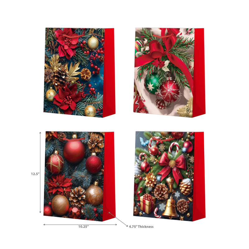 Christmas Gift Bags (Ornaments) (Asstd) (Large) - Set of 12