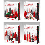 Christmas Gift Bags Set of 12 Buffalo Plaid X-Large – Holiday Gift Bag, Christmas Packaging, Festive Party Bags
