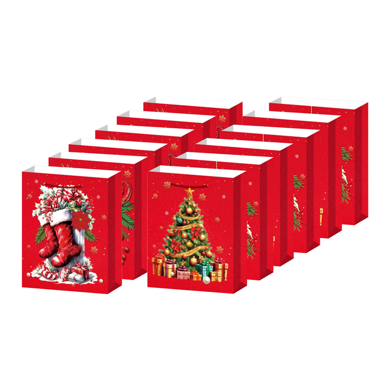 Christmas Gift Bags (Red Decorations) (Asstd) (Large) - Set of 12