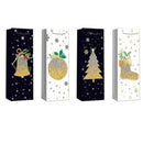 Christmas Wine Gift Bags (Glitter Icon) (Asstd) - Set of 12