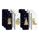 Christmas Wine Gift Bags (Glitter Icon) (Asstd) - Set of 12