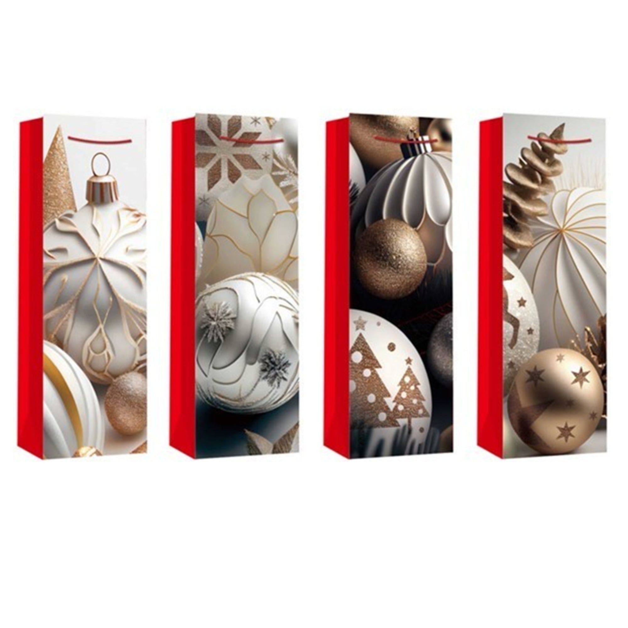 Christmas Wine Gift Bags Set of 12 Ornaments – Holiday Wine Bag, Christmas Gift Packaging, Party Favor Bags