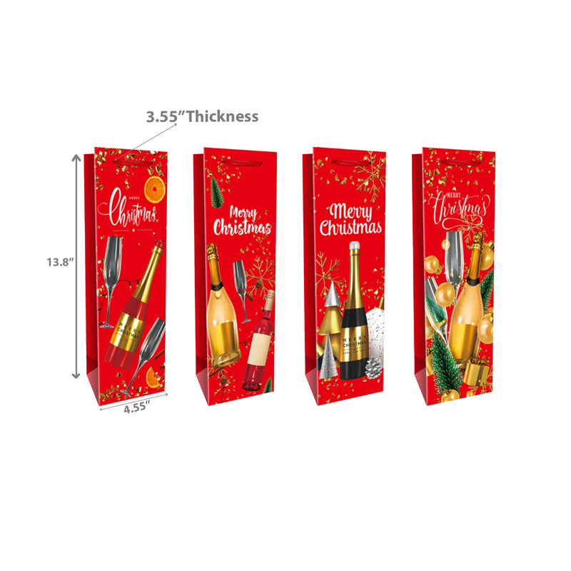 Christmas Wine Gift Bags (Wine Merry Christmas) (Asstd) - Set of 12