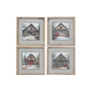 Framed Printed Wall Art (Rustic Wooden Christmas Barn) (Asstd) - Set of 4
