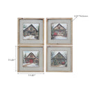 Framed Printed Wall Art (Rustic Wooden Christmas Barn) (Asstd) - Set of 4