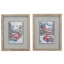 Framed Printed Wall Art (Christmas Red Truck) (Asstd) - Set of 2