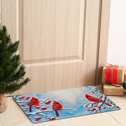 Printed Rubber Mat Triple Cardinal – Holiday Entrance Mat, Christmas Welcome Mat, Festive Home Décor