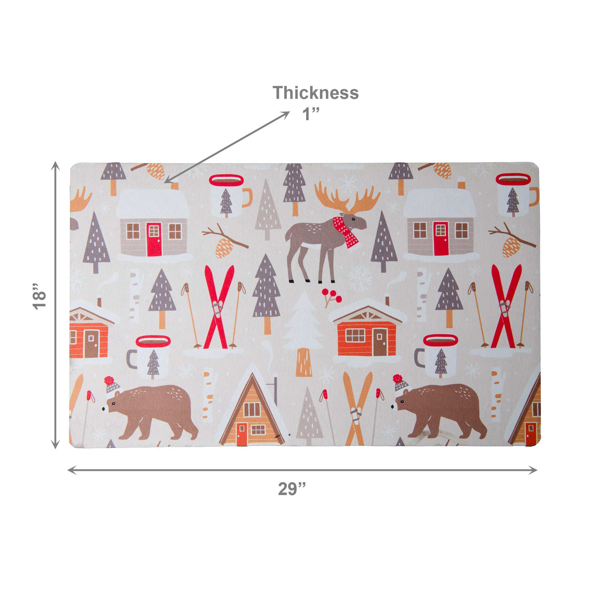 Printed Rubber Mat Winter Cabin, Winter, Door Mat, Holiday Decor