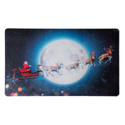 Printed Rubber Mat Reindeer Pulling Santa on Sleigh, Christmas, Door Mat, Holiday Decor