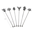Christmas Set Of 6 Assorted Swizzle Sticks
