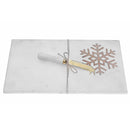 Rect. Marble Cheese Board With Wooden Snowflake Inlay