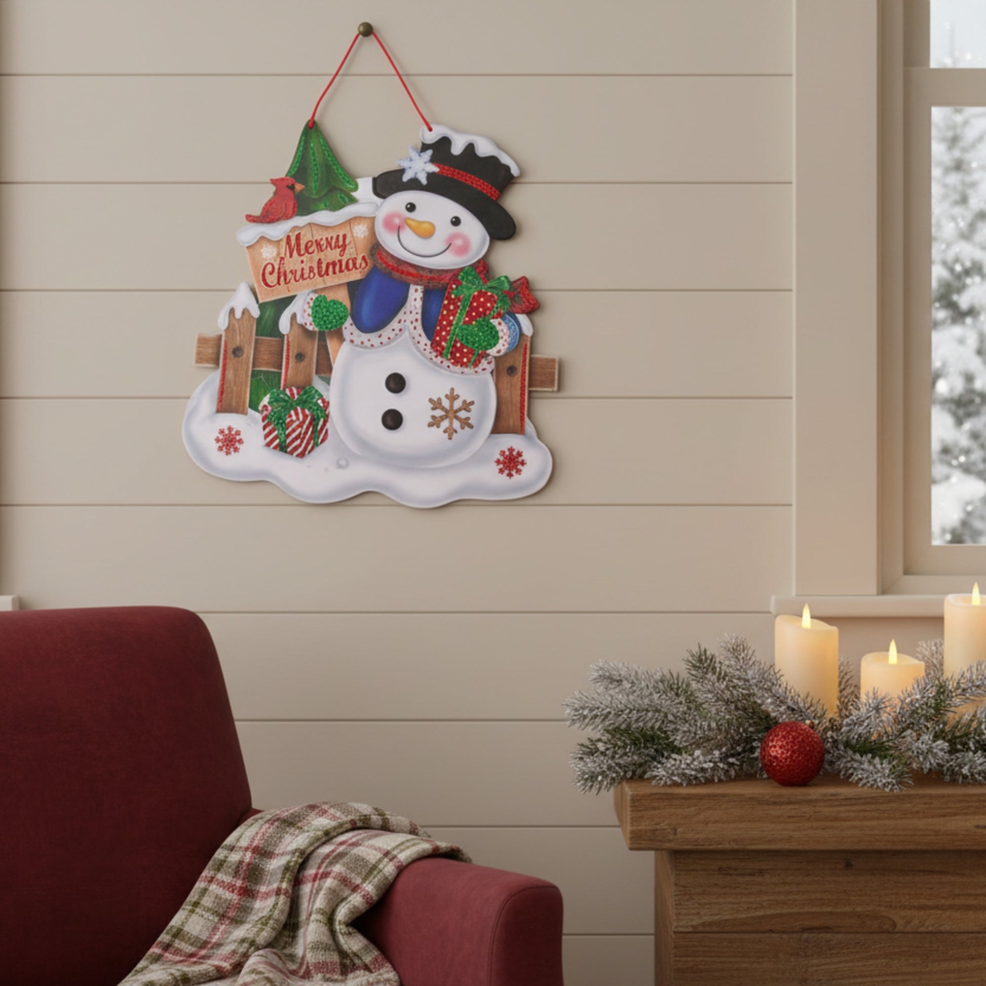 Foam Board Wall Decor Snowman with Merry Christmas Sign, Christmas, Wall Decor, Holiday Decor- Set of 2