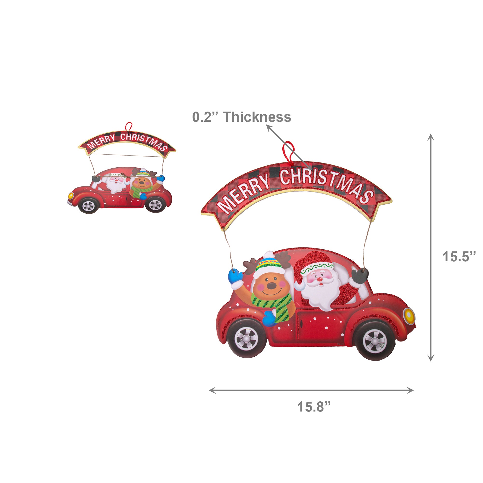 Foam Board Wall Decor Red Car with Merry Christmas Banner, Christmas, Wall Decor, Holiday Decor- Set of 2