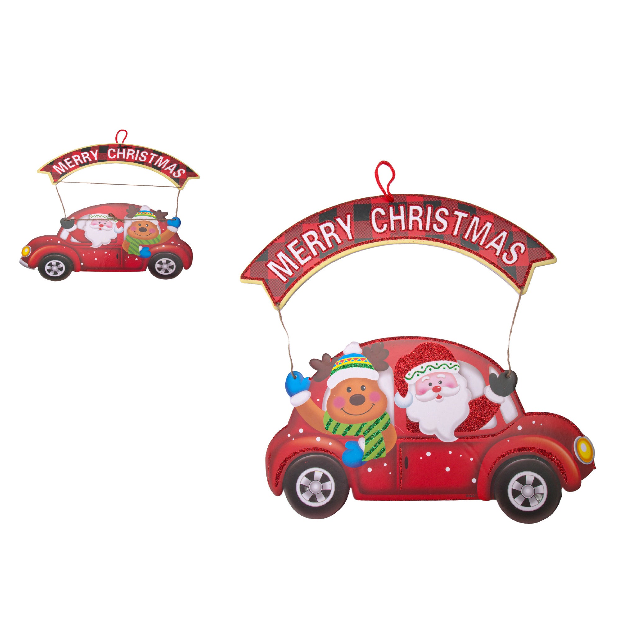Foam Board Wall Decor Red Car with Merry Christmas Banner, Christmas, Wall Decor, Holiday Decor- Set of 2