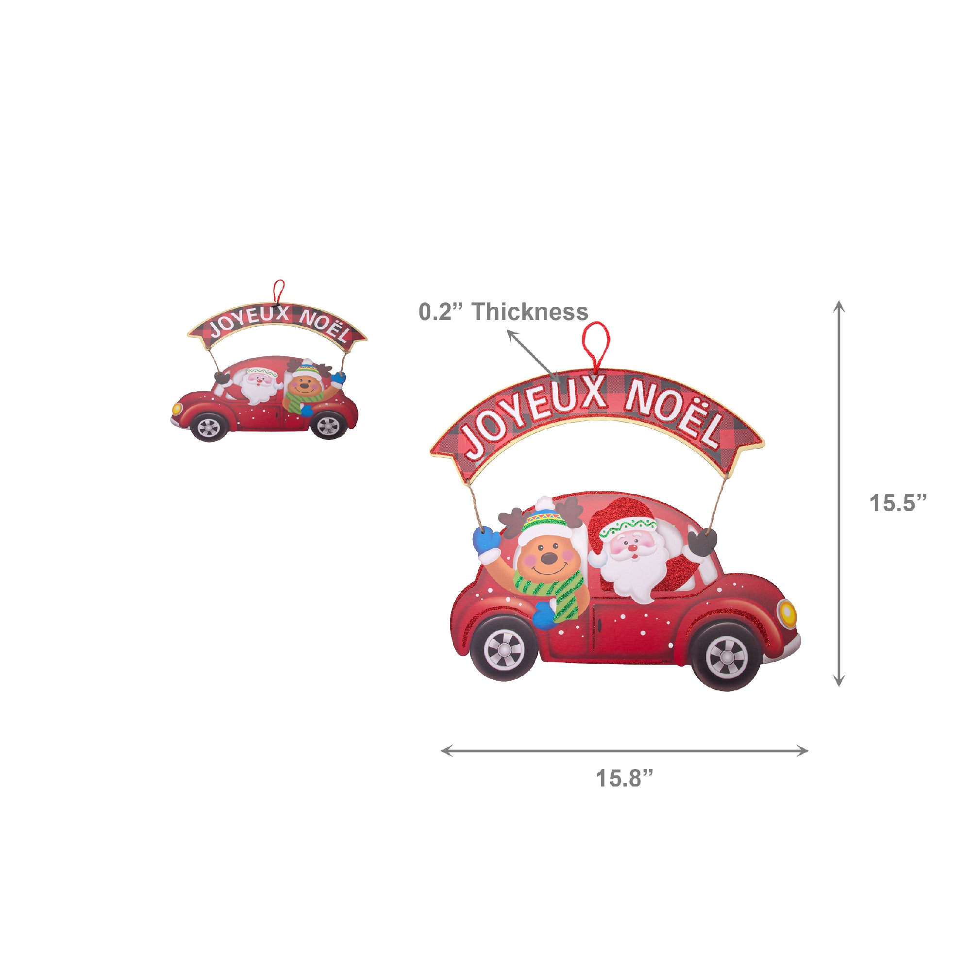 Foam Board Wall Decor Red Car with Joyeux Noel Banner, Christmas, Wall Decor, Holiday Decor- Set of 2