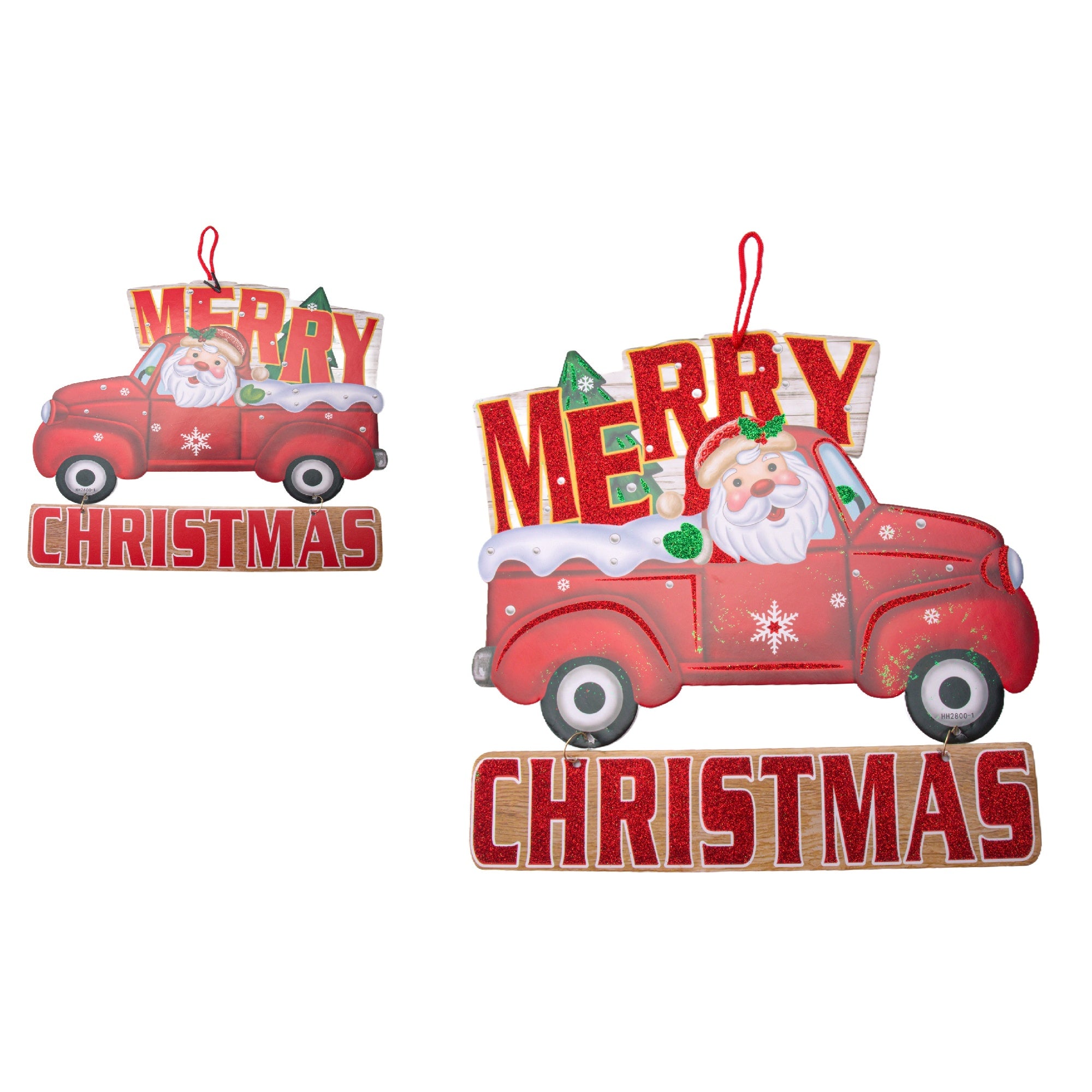 Foam Board Wall Decor Santa in Red Truck Merry Christmas, Christmas, Wall Decor, Holiday Decor- Set of 2