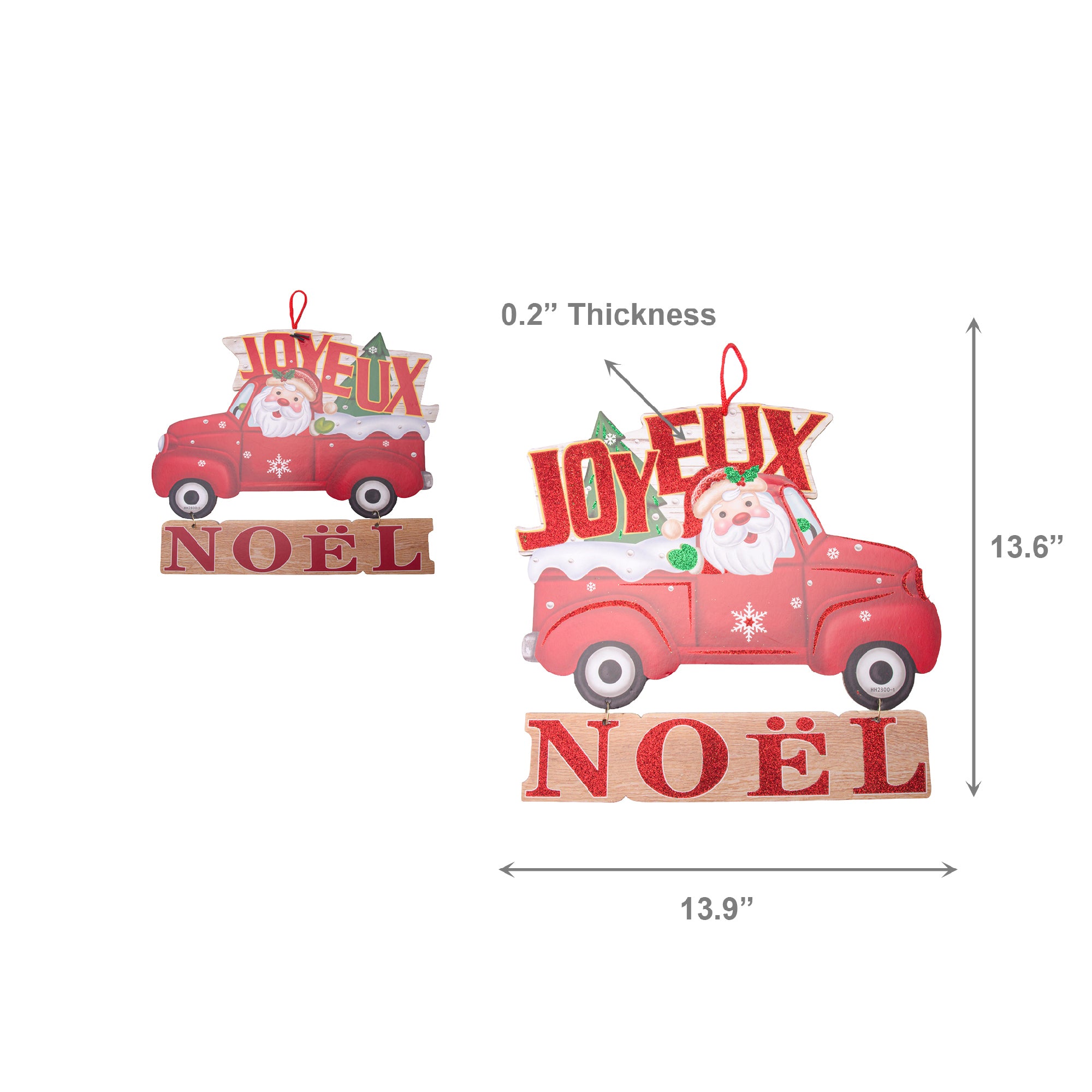 Foam Board Wall Decor Santa in Red Truck Joyeux Noel, Christmas, Wall Decor, Holiday Decor- Set of 2