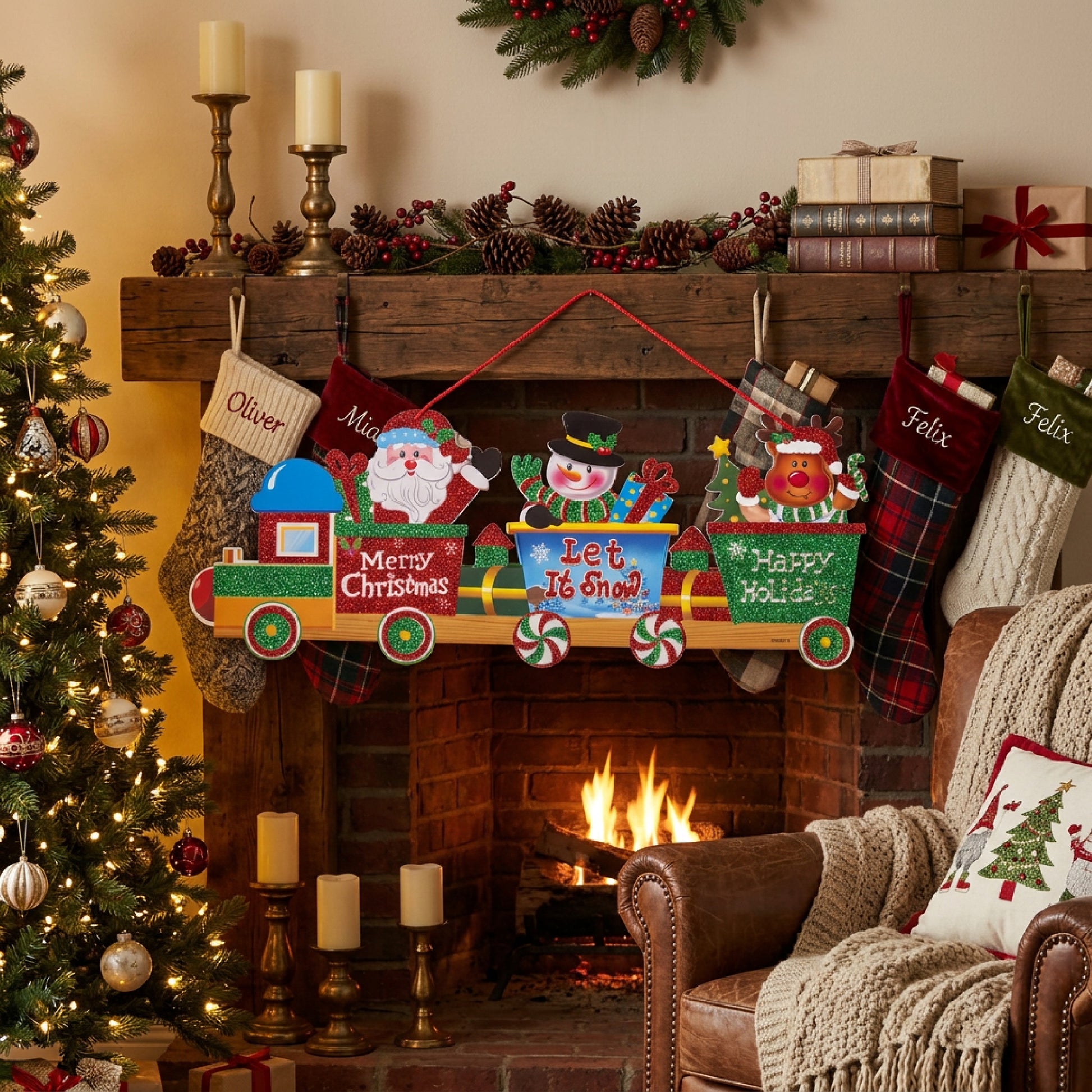 Foam Board Wall Decor Christmas Train, Christmas, Wall Decor, Holiday Decor- Set of 2