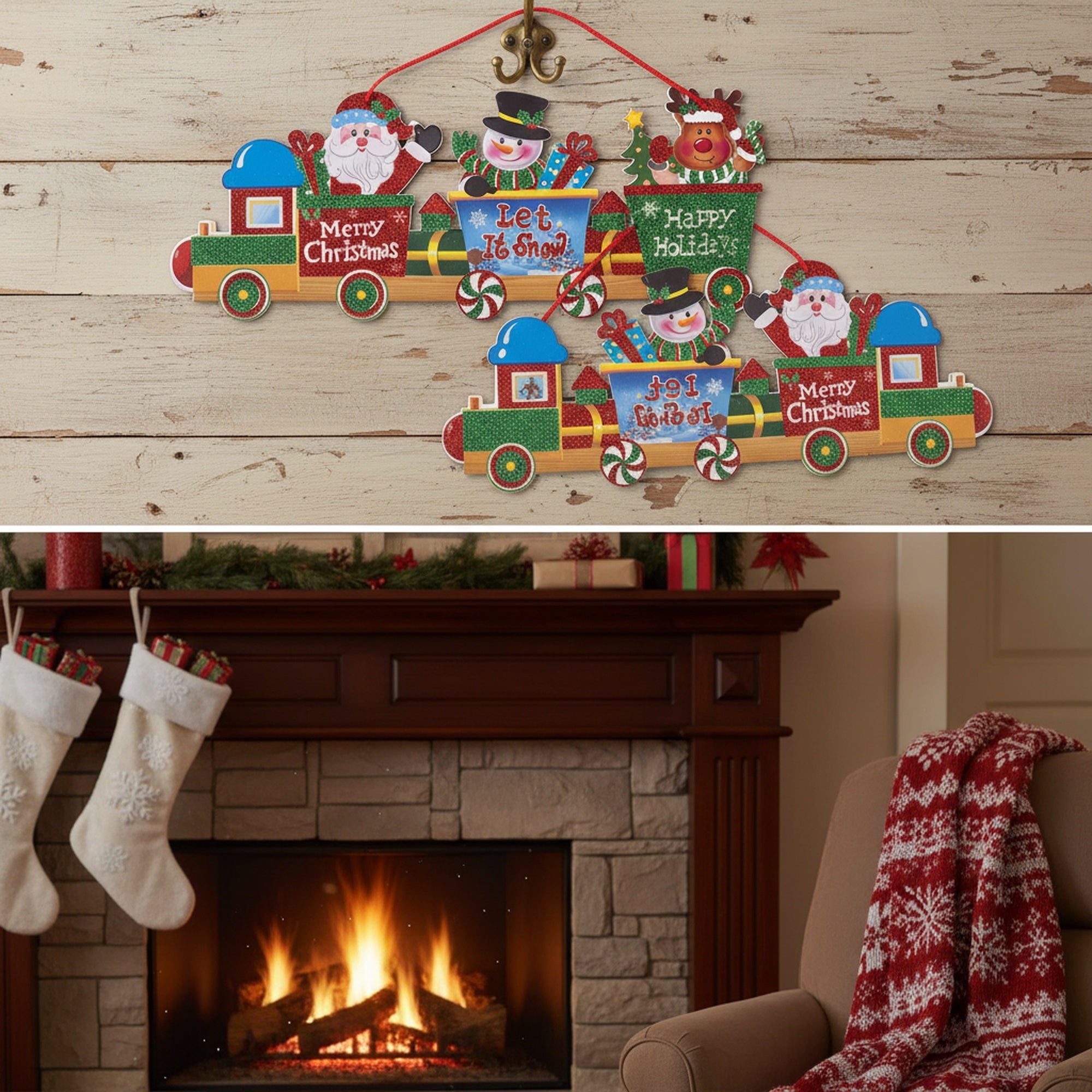 Foam Board Wall Decor Christmas Train, Christmas, Wall Decor, Holiday Decor- Set of 2