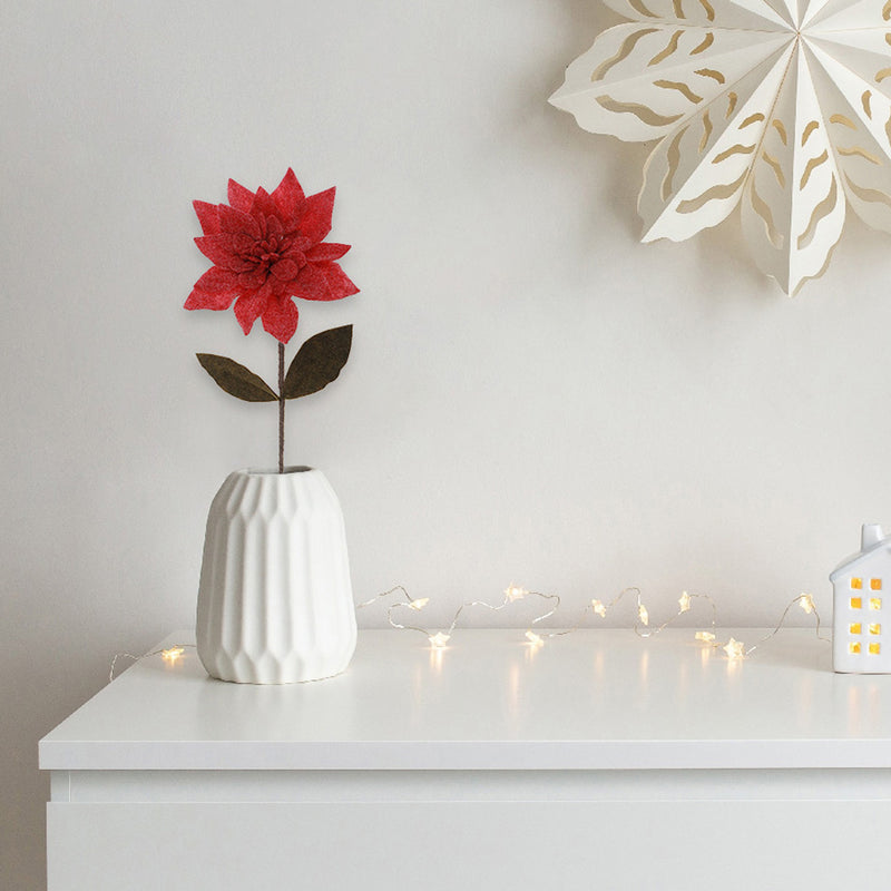Long Stem Felt Poinsettia Pick (Red)
