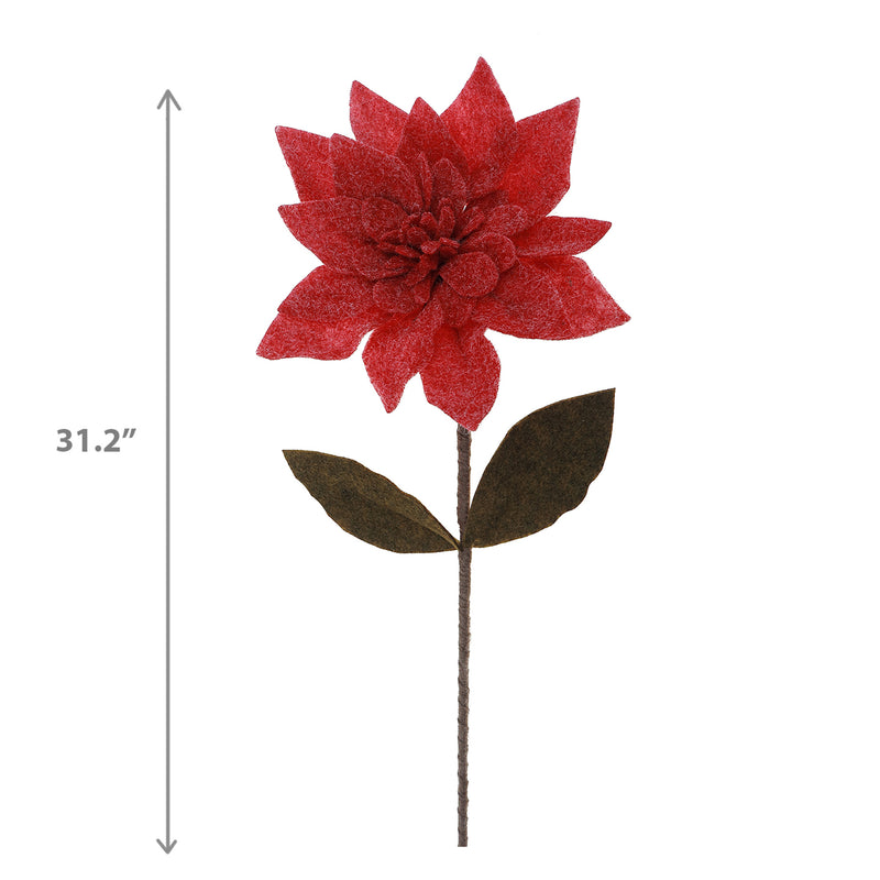 Long Stem Felt Poinsettia Pick (Red)