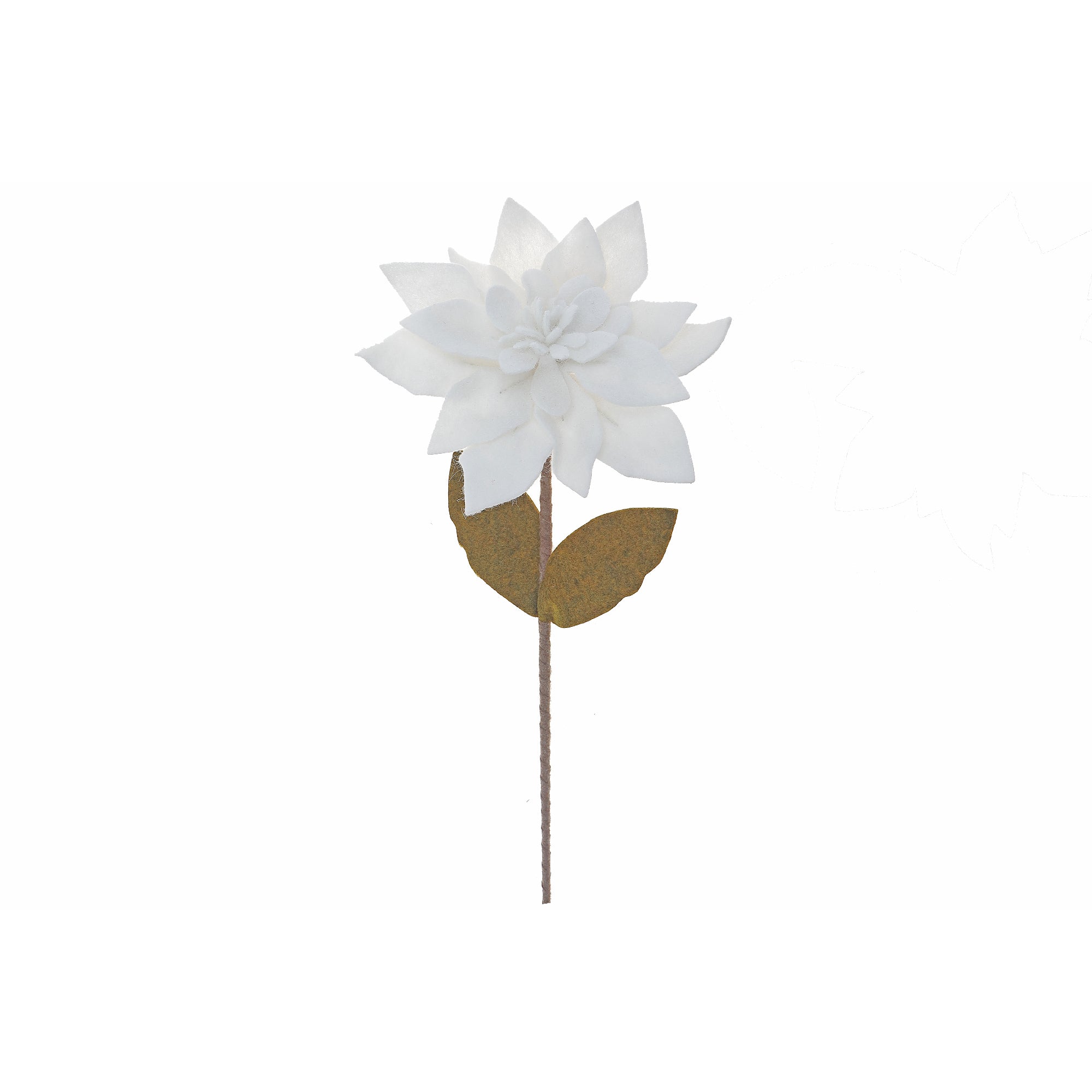 White Long Stem Felt Poinsettia Decorative Pick, Christmas Floral Decoration, Holiday Centerpiece Accent, Festive Arrangement